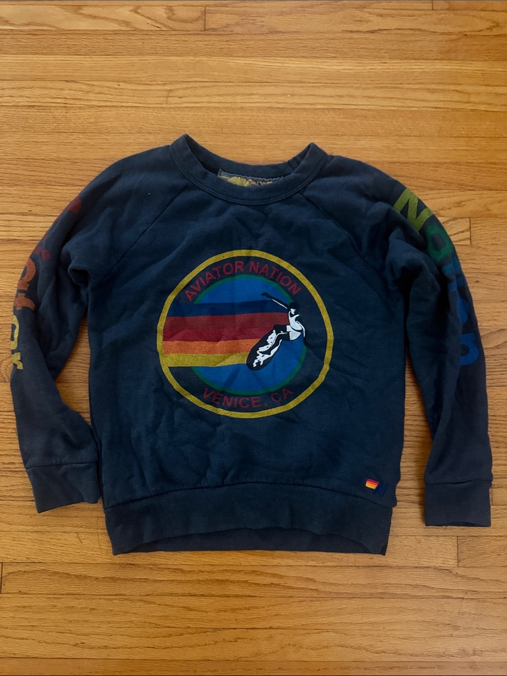 Aviator Nation Kids Black  Crew Sweatshirt with signature Venice logo